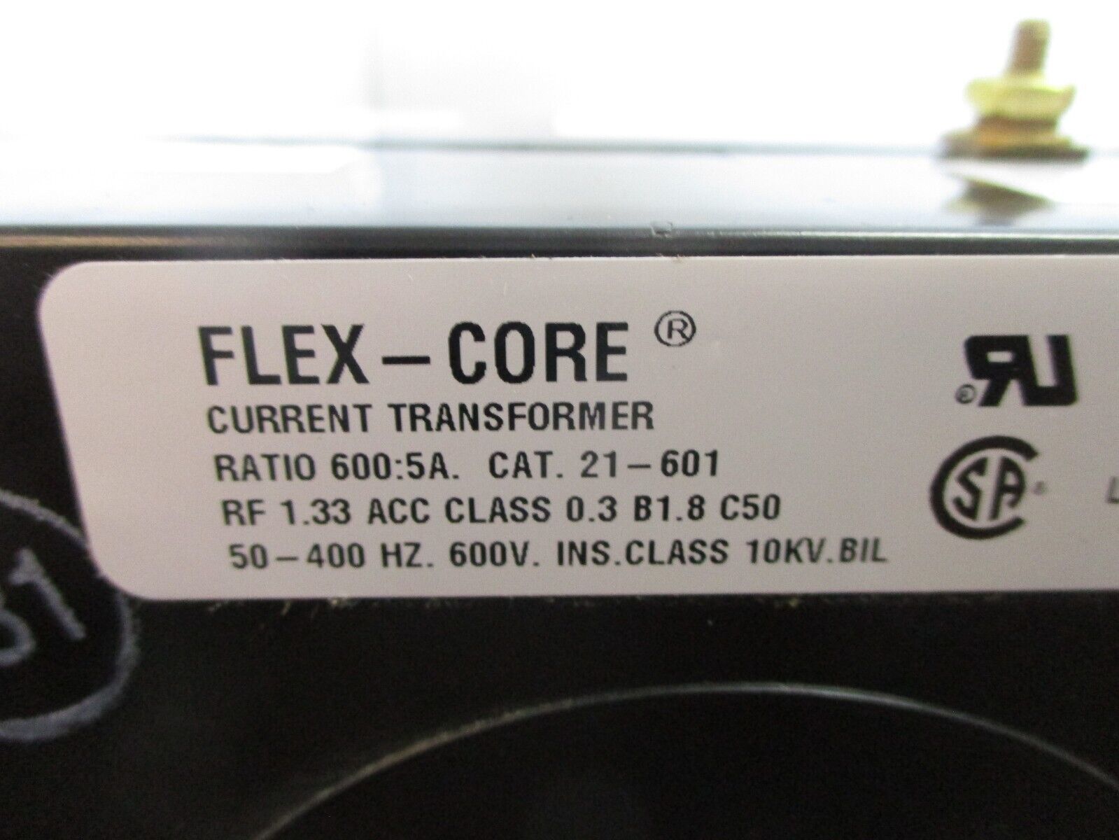 Flex-Core Current Transformer 21-601 Ratio 600:5A 600V 50-400Hz New Surplus