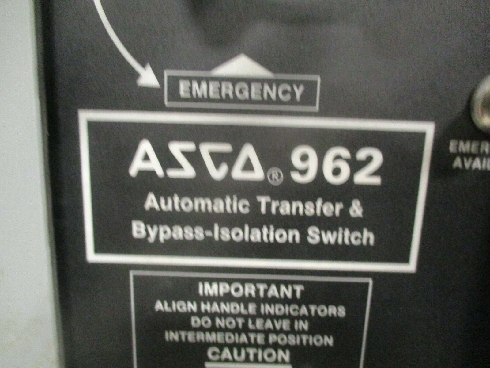 Asco 962 Automatic Transfer Switch w/ Bypass E962340097C 400A 480Y/277V 60Hz