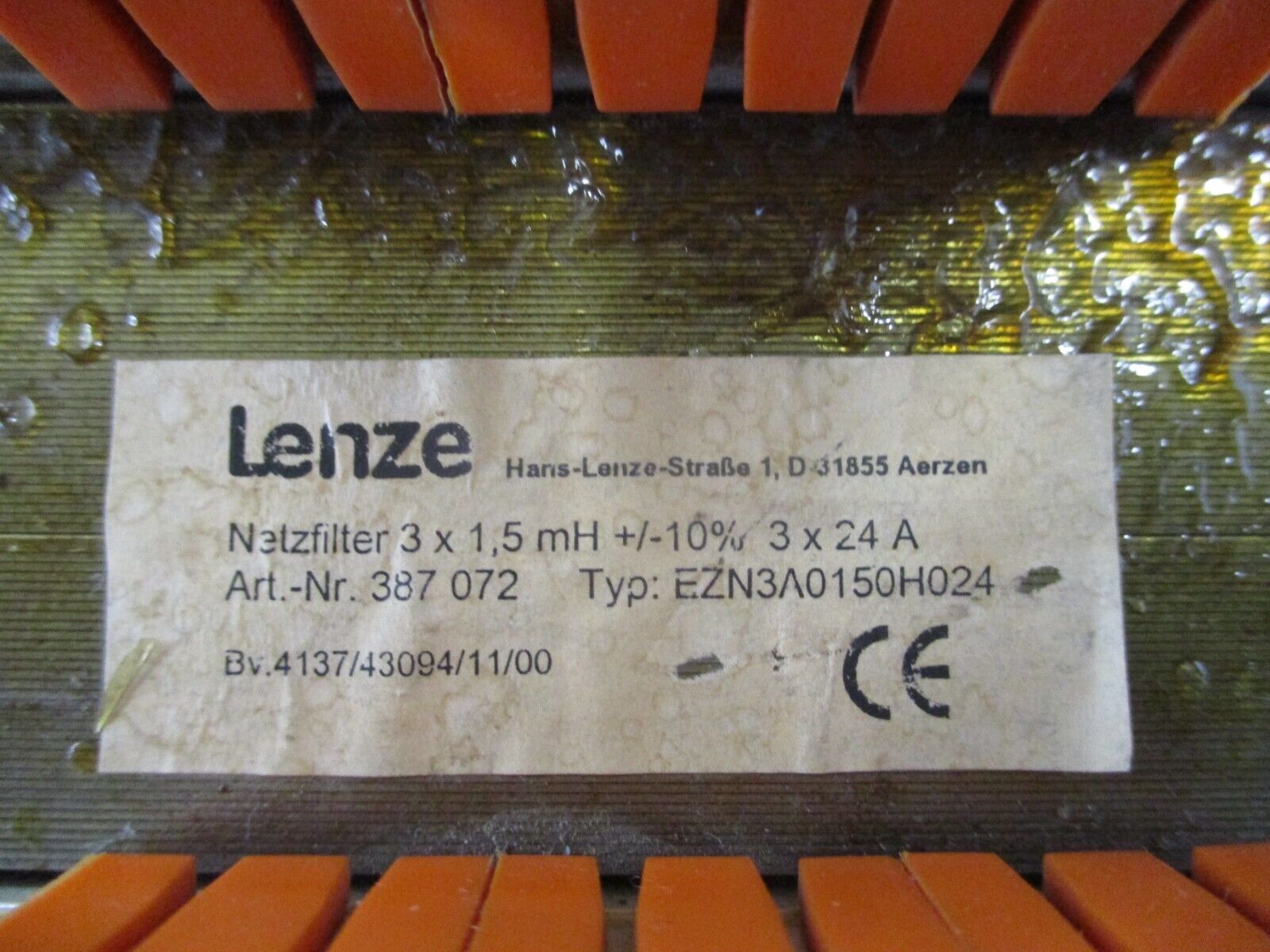 Lenze Line Reactor EZN3A0150H024 1.5mH 3Ph *Broken Terminal* *Bent Ground*