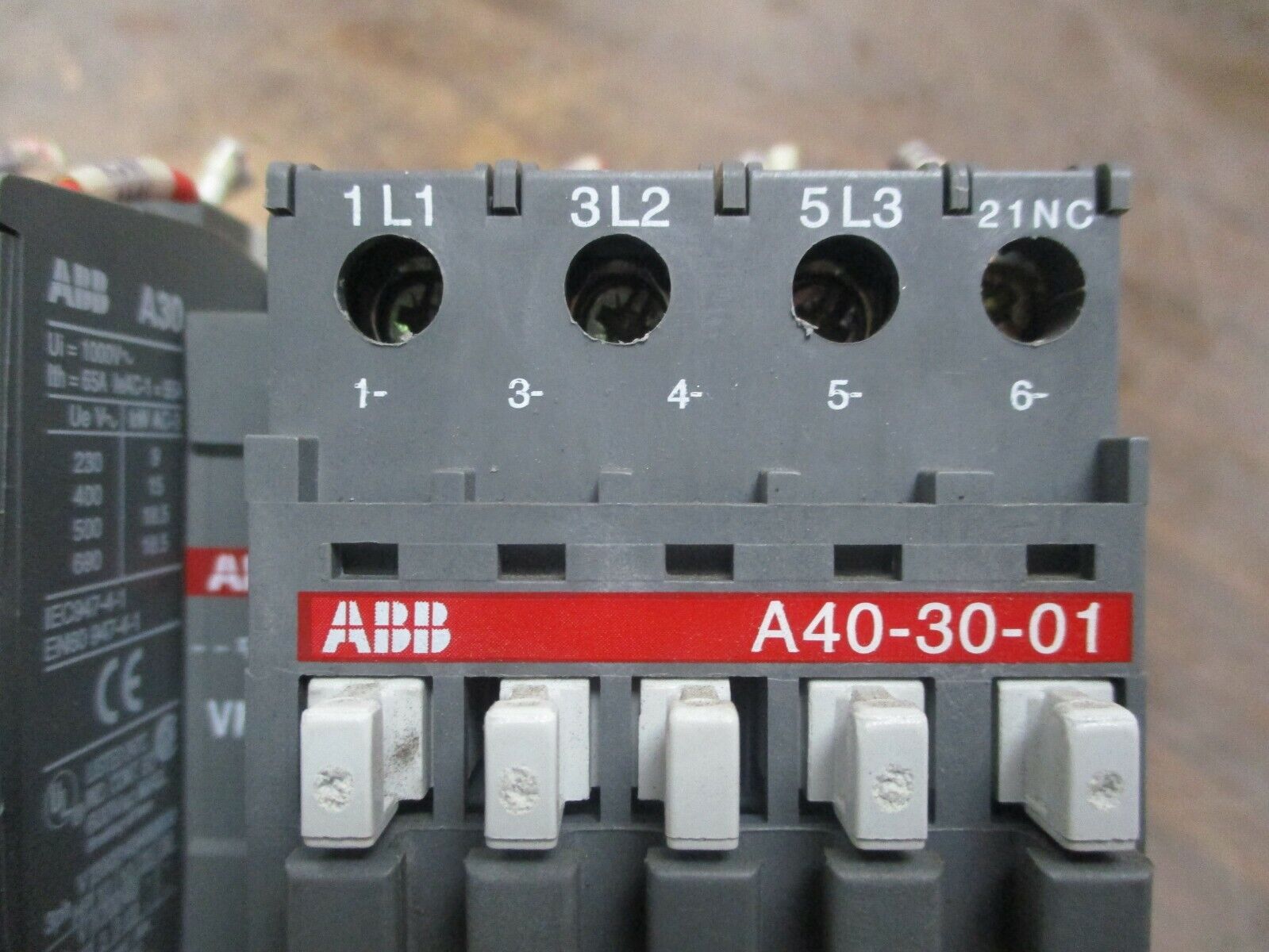 ABB Reversing Contactor A40-30-01 110-120V Coil 60A 600V w/ (1) Aux Contact Used