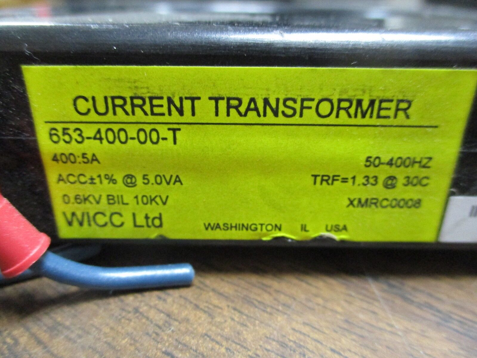 WICC Current Transformer 653-400-00-T Ratio 400:5A 600V 50-400Hz 10KV BIL Used