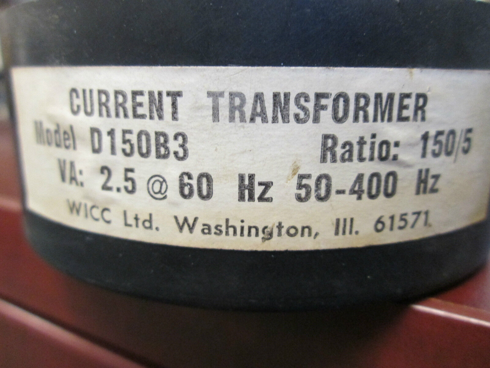 WICC Current Transformer D150B3 Ratio 150/5 50-400Hz Used