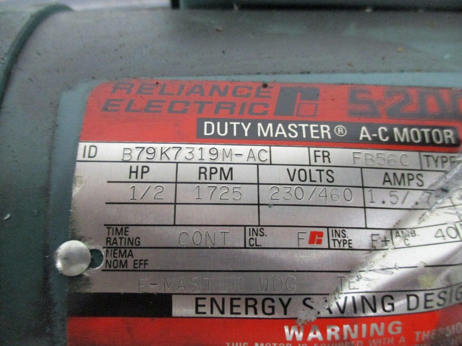 Reliance S-2000 Duty Master AC Motor w/ Gear B79K7319M-AC / 1/2-56C-TM1A-47.1