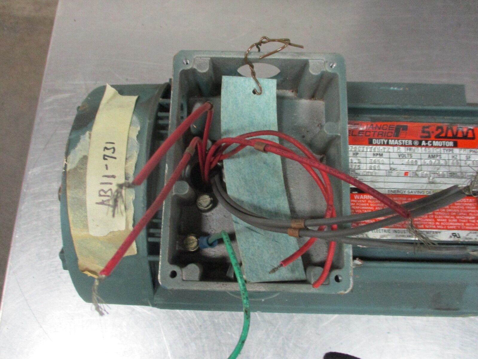 Reliance Duty Master AC Motor B79C3134N-YZ 1.5HP 3500RPM FR:WD145TC 460V Used