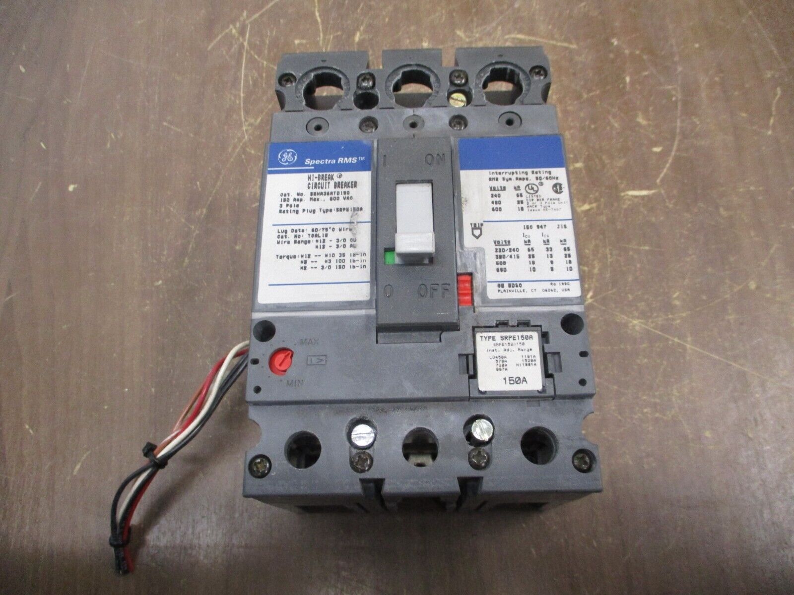 GE SpectraRMS Hi-Break Circuit Breaker SEHA36AT0150 150A 600V 3P Used