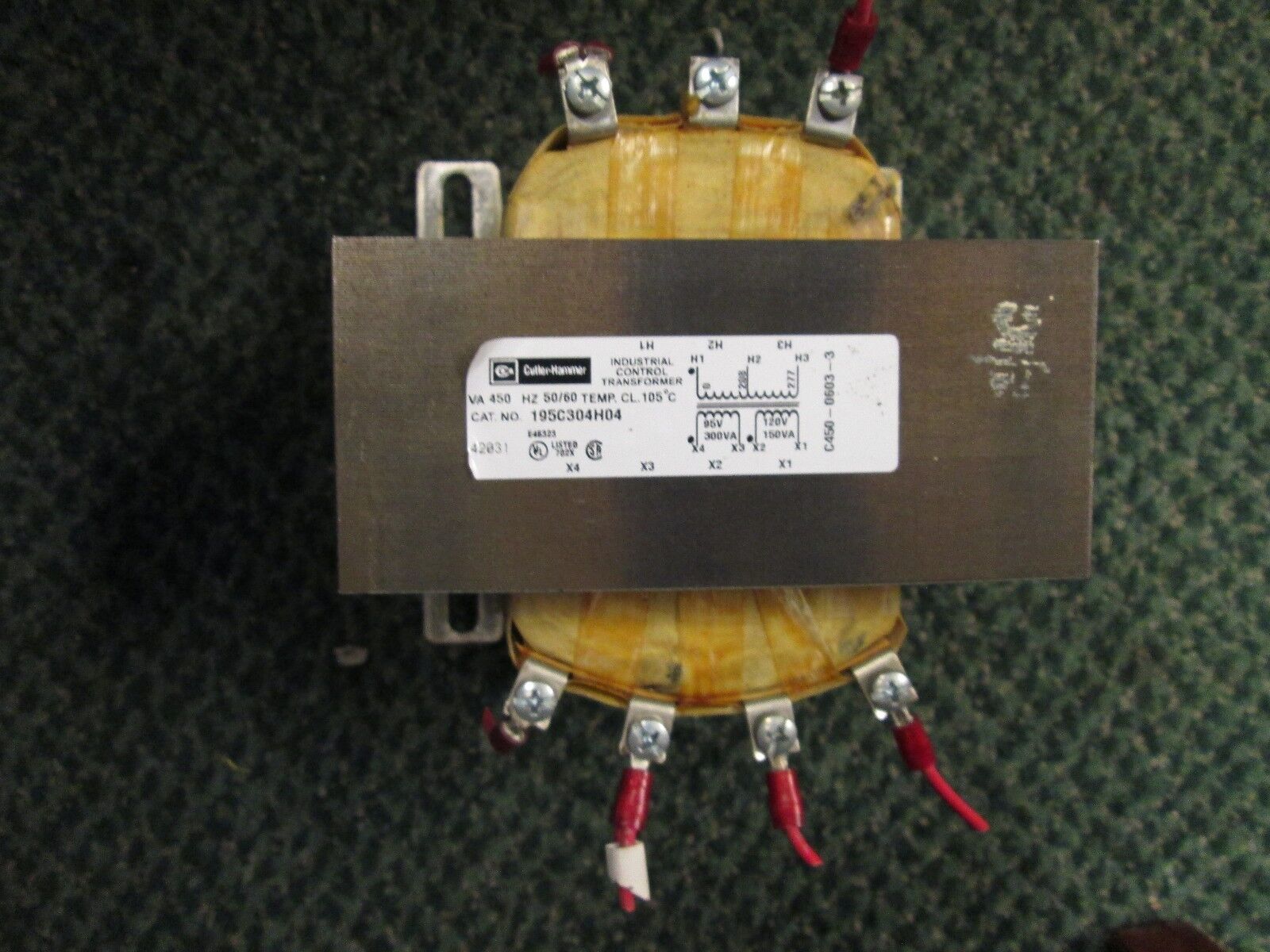 Cutler-Hammer Control Transformer 195C304H04 450VA Pri 0/208/277V Sec 95/120V