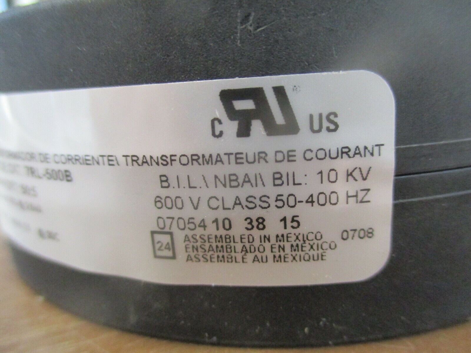 Square D Current Transformer 7RL-500B Ratio 55:5A 600V 50-400Hz 10KV BIL Used