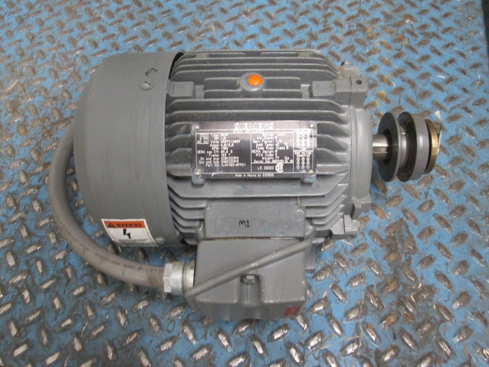 Siemens EPact Efficient Motor 1LA0182-6FP21 1.5HP 1160RPM 230YY/460YV 4.6/2.3A