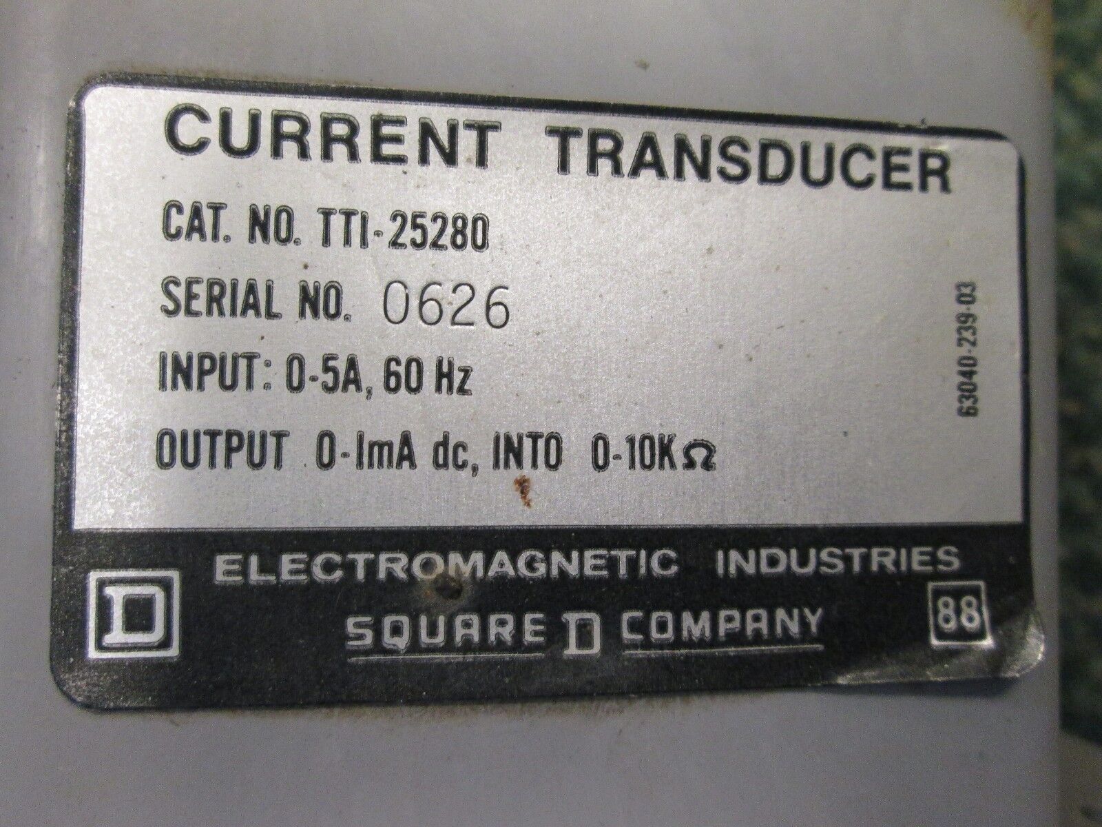 Square D Current Transducer TTI-25280 Used