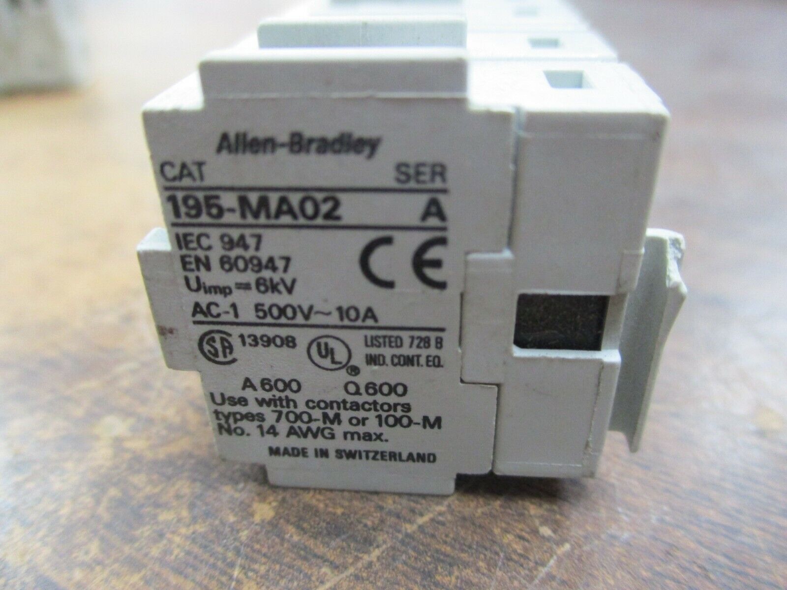 Allen-Bradley Aux Contact Block 195-MA02 Ser. A *Lot of 2* Used