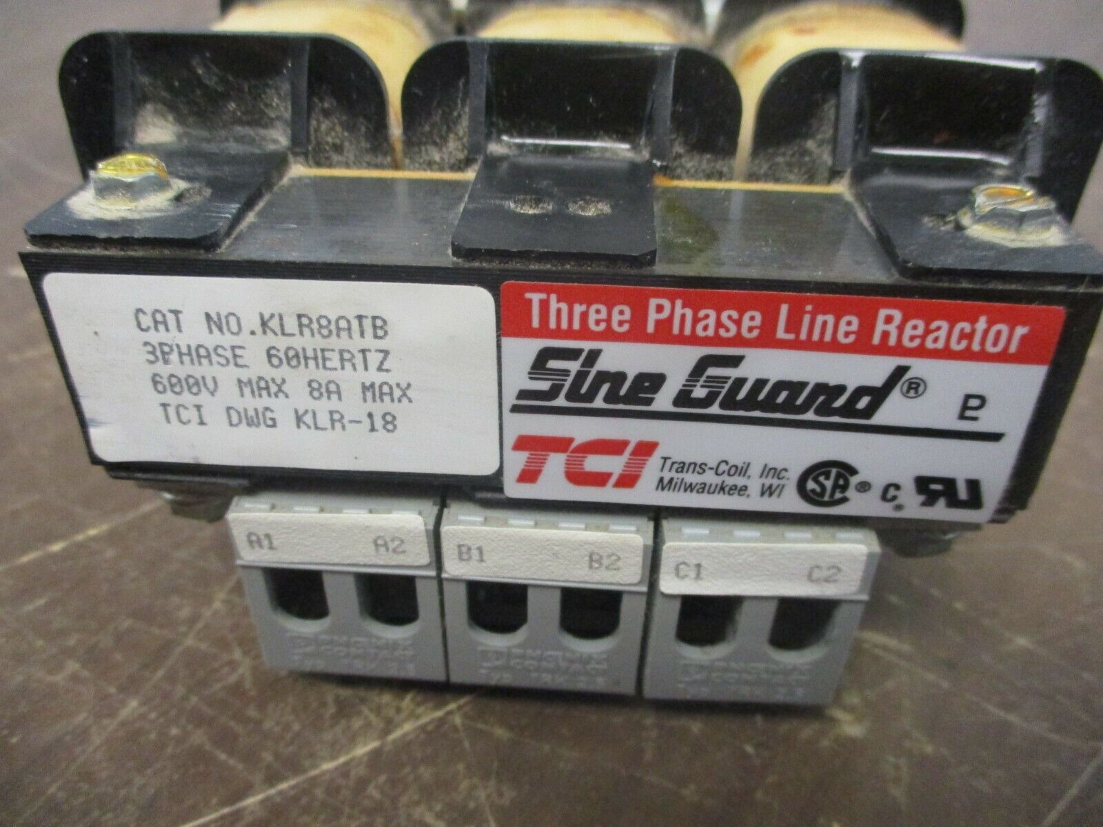 TCI Sine Guard Line Reactor KLR8ATB 3Ph 600V 8A Used