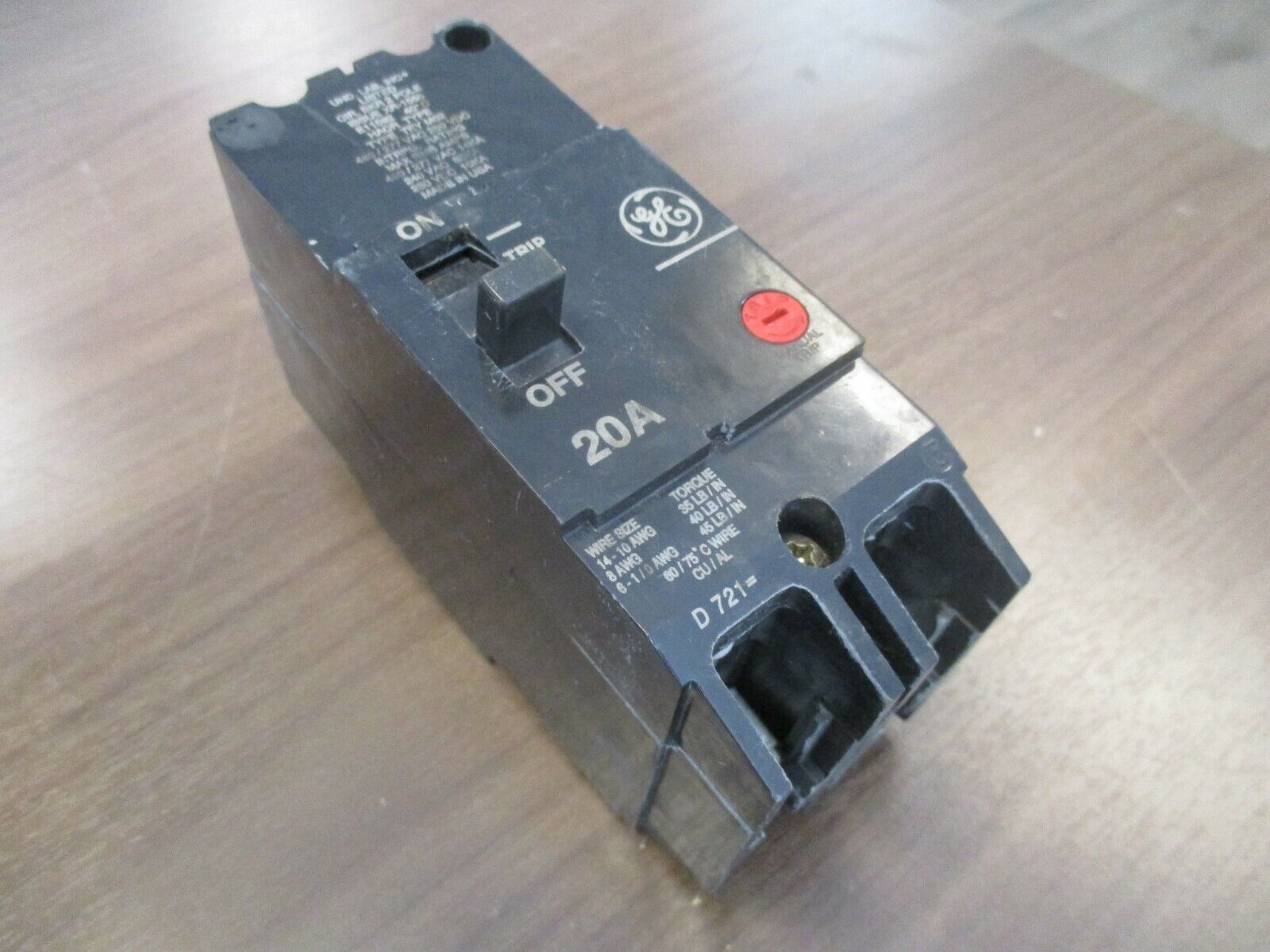 GE Bolt-On Circuit Breaker TEY220 M02 20A 480/277V 2P Used