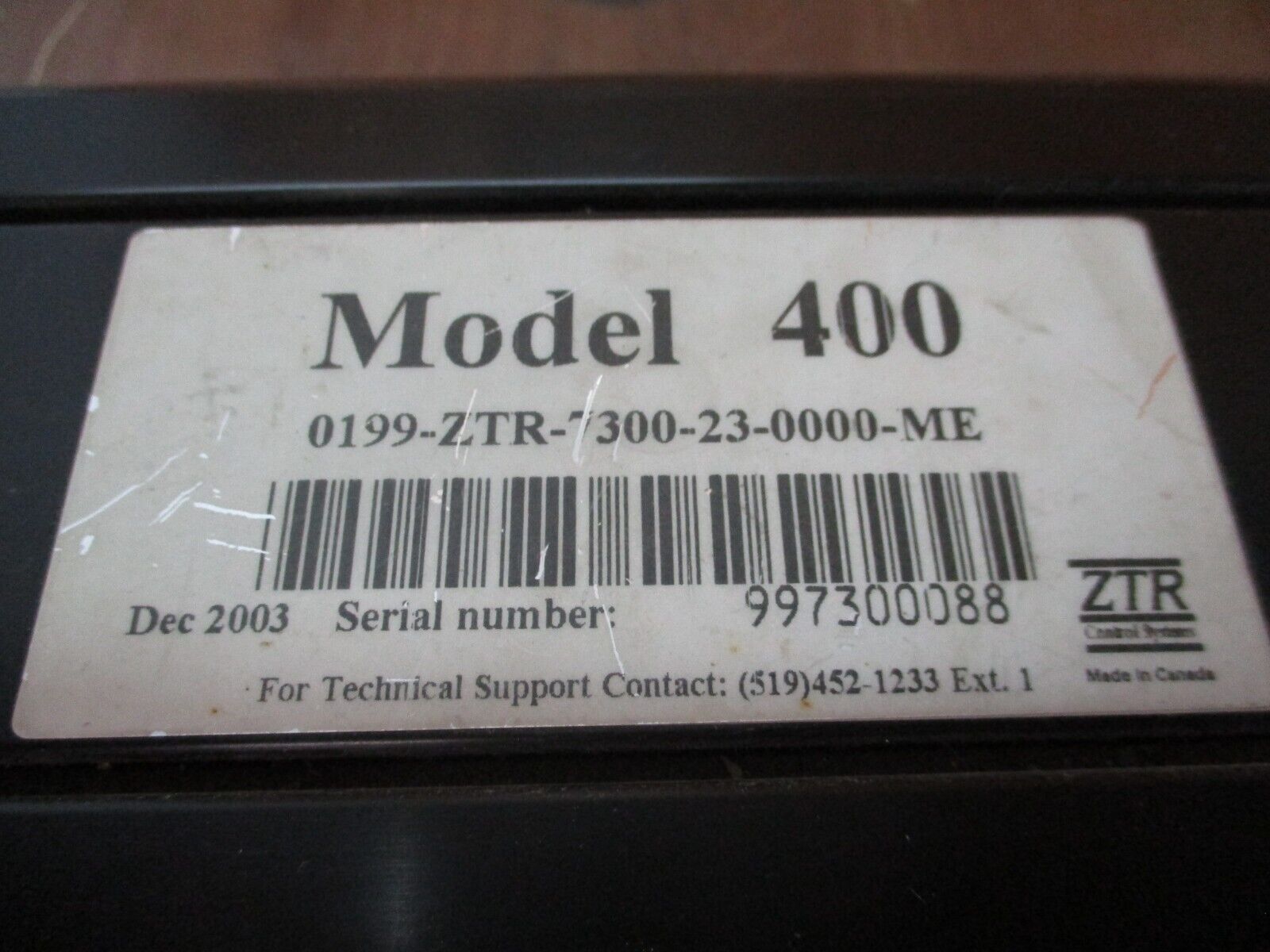 ZTR Control Systems Model 400 Controller 0199-ZTR-7300-23-0000-ME Used