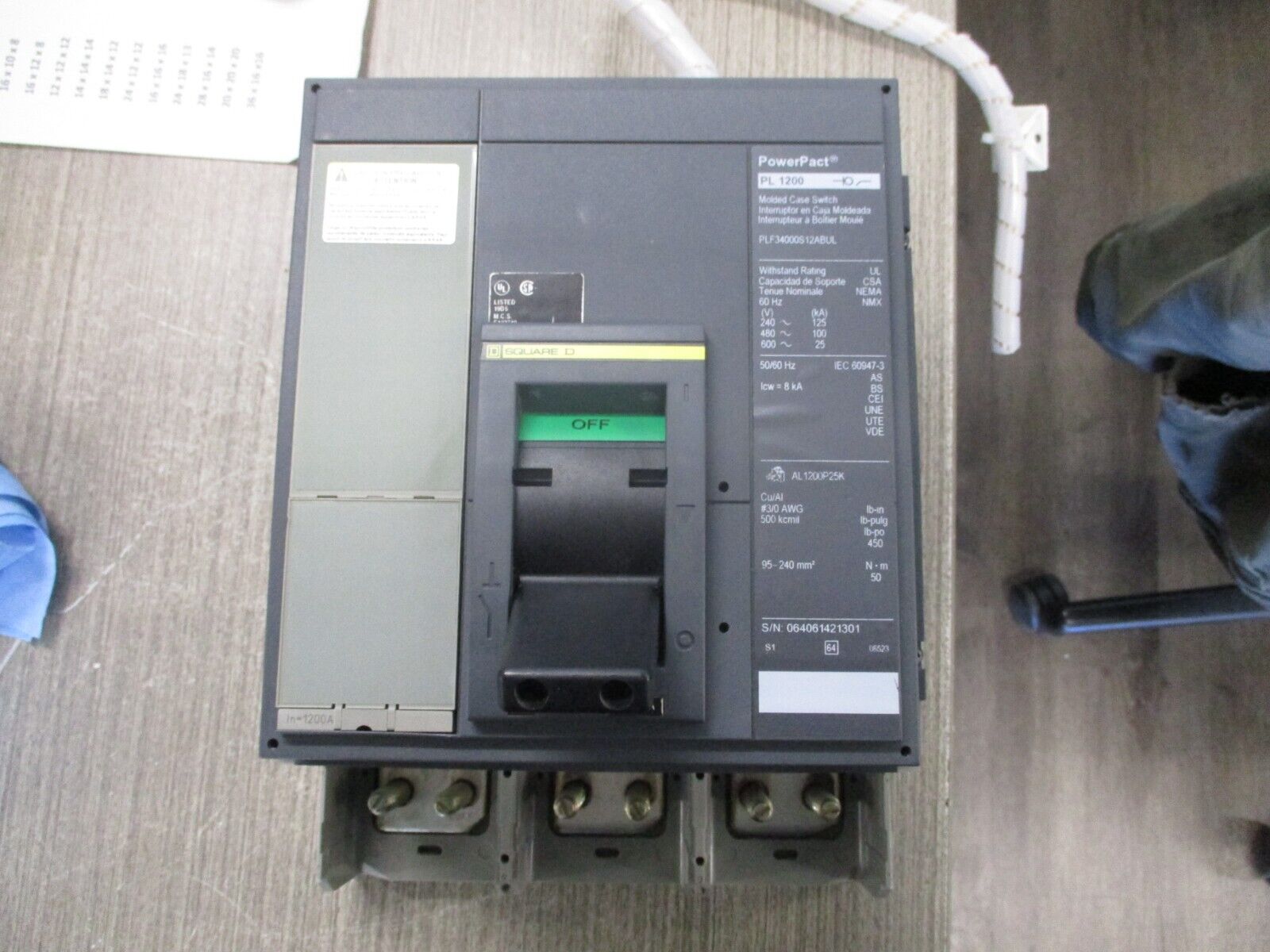 Square D Power Pact Circuit Breaker PL 1200 1200A 480V *No Trip*  Used