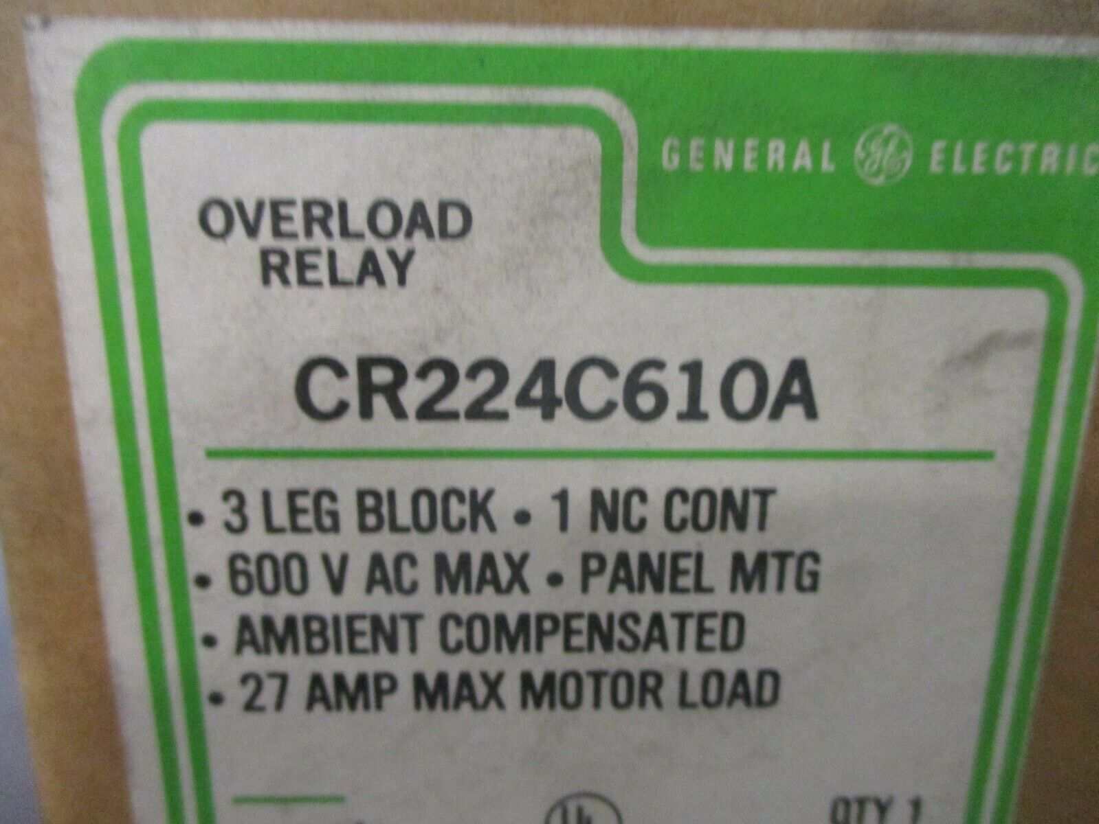 GE Overload Relay CR224C610A 27A 600V 3P New Surplus