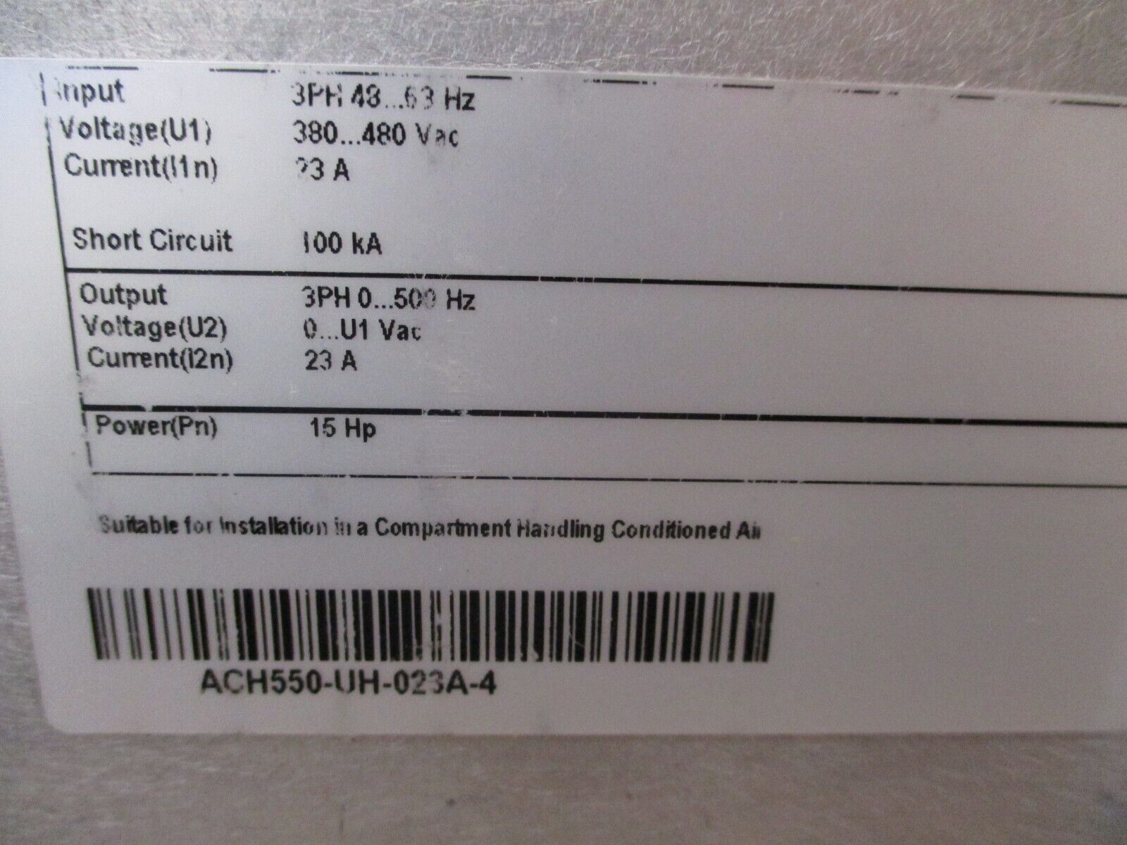 ABB ACH550 AC Drive ACH550-UH-023A-4 15HP 3Ph w/ Keypad Used