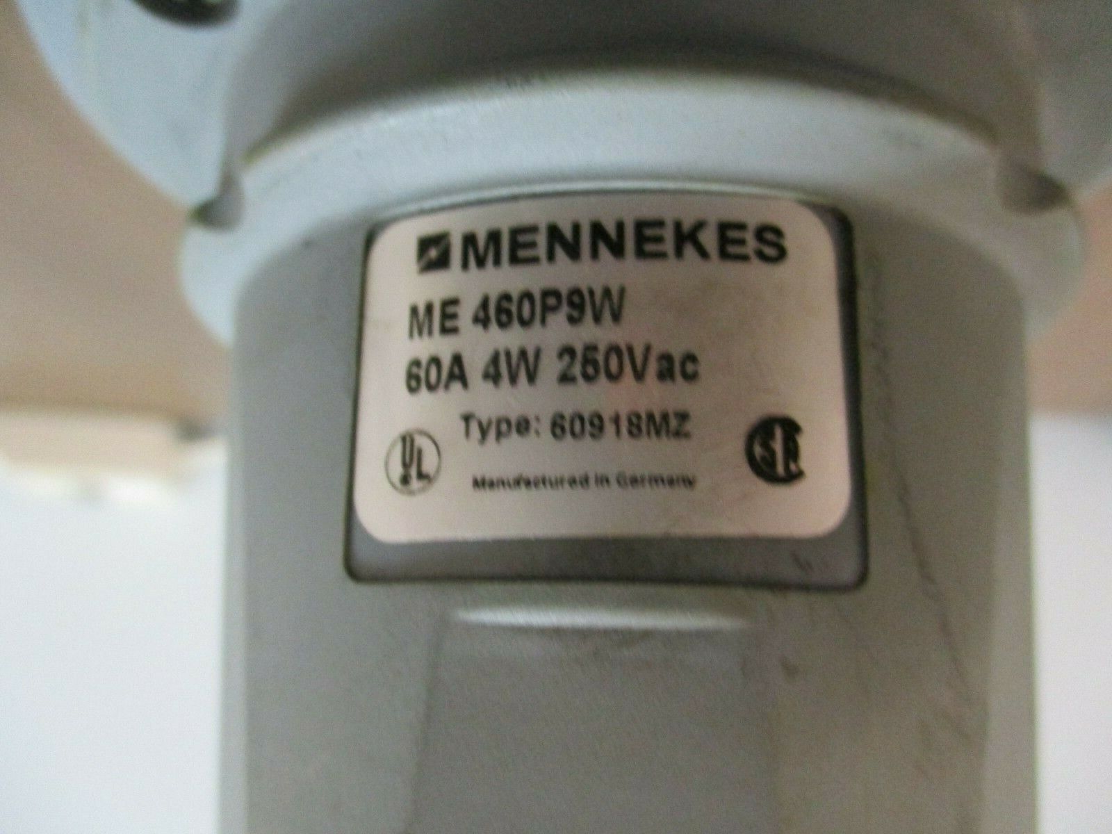 Mennekes Plug ME460P9W 60A 250V 4W Used