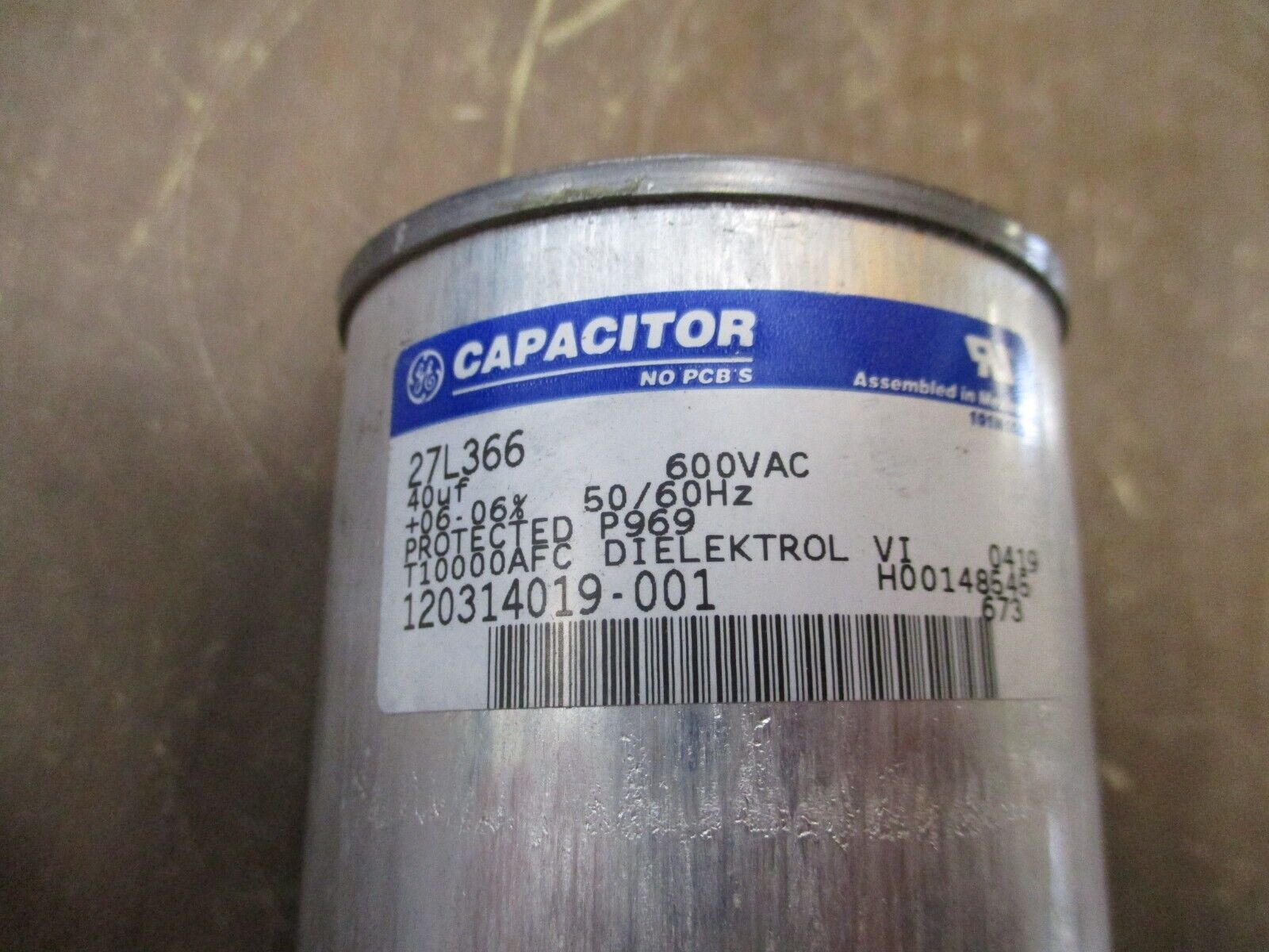 GE Capacitor 27L366 40uF 600V Used