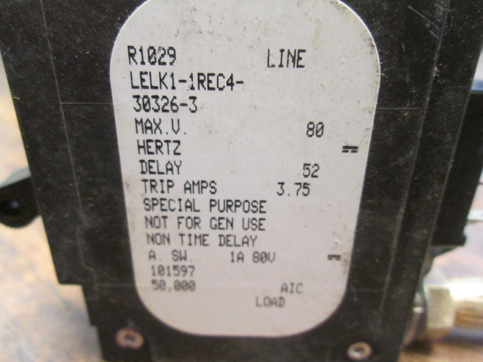 Airpax DC Circuit Breaker LELK1-1REC4-30326-3 3A 80VDC 1P *Lot of 2* Used