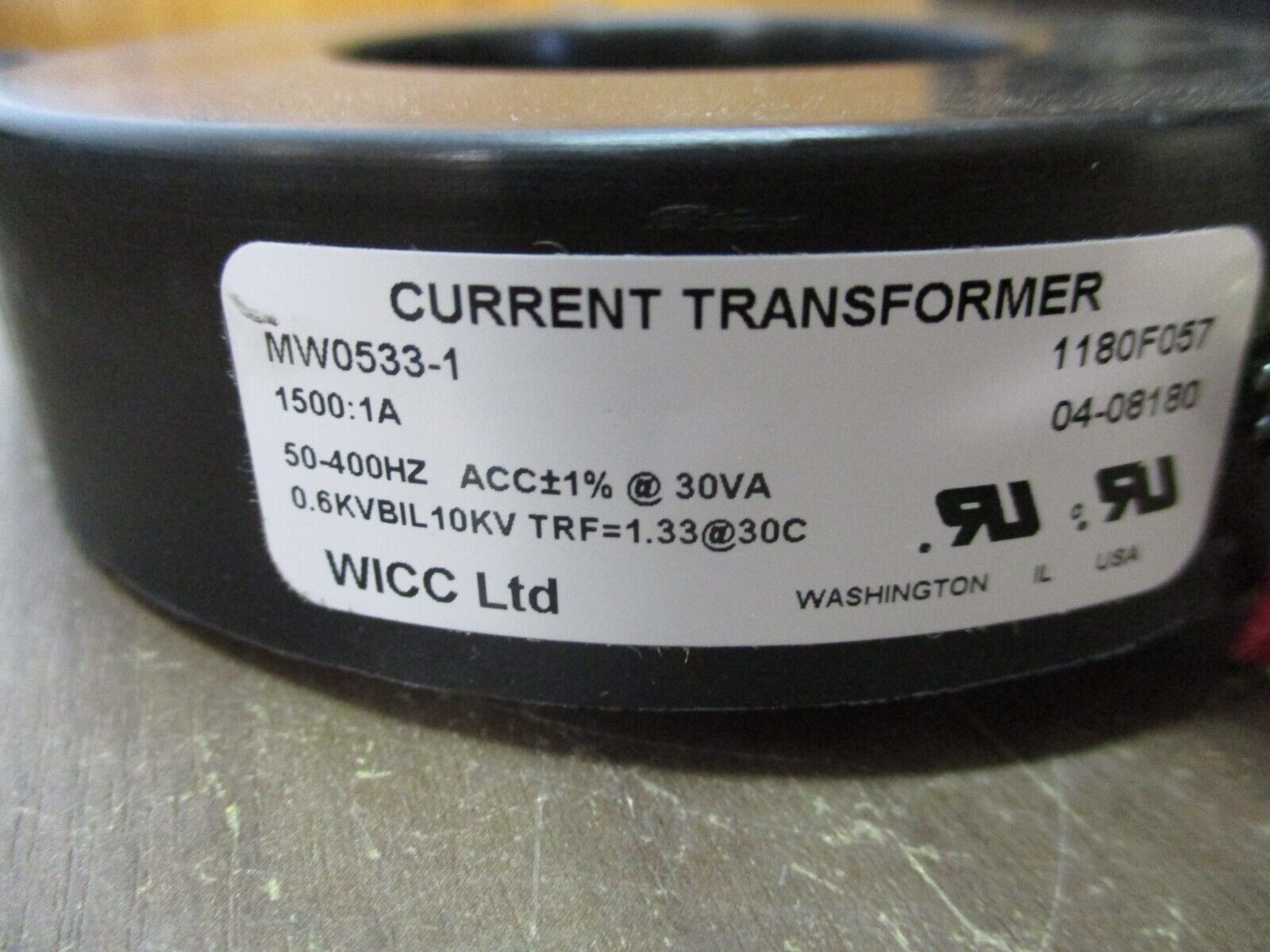 WICC MW0533-1 Current Transformer 1180F057 Ratio 1500:1A 600V 50-400Hz 10kV BIL