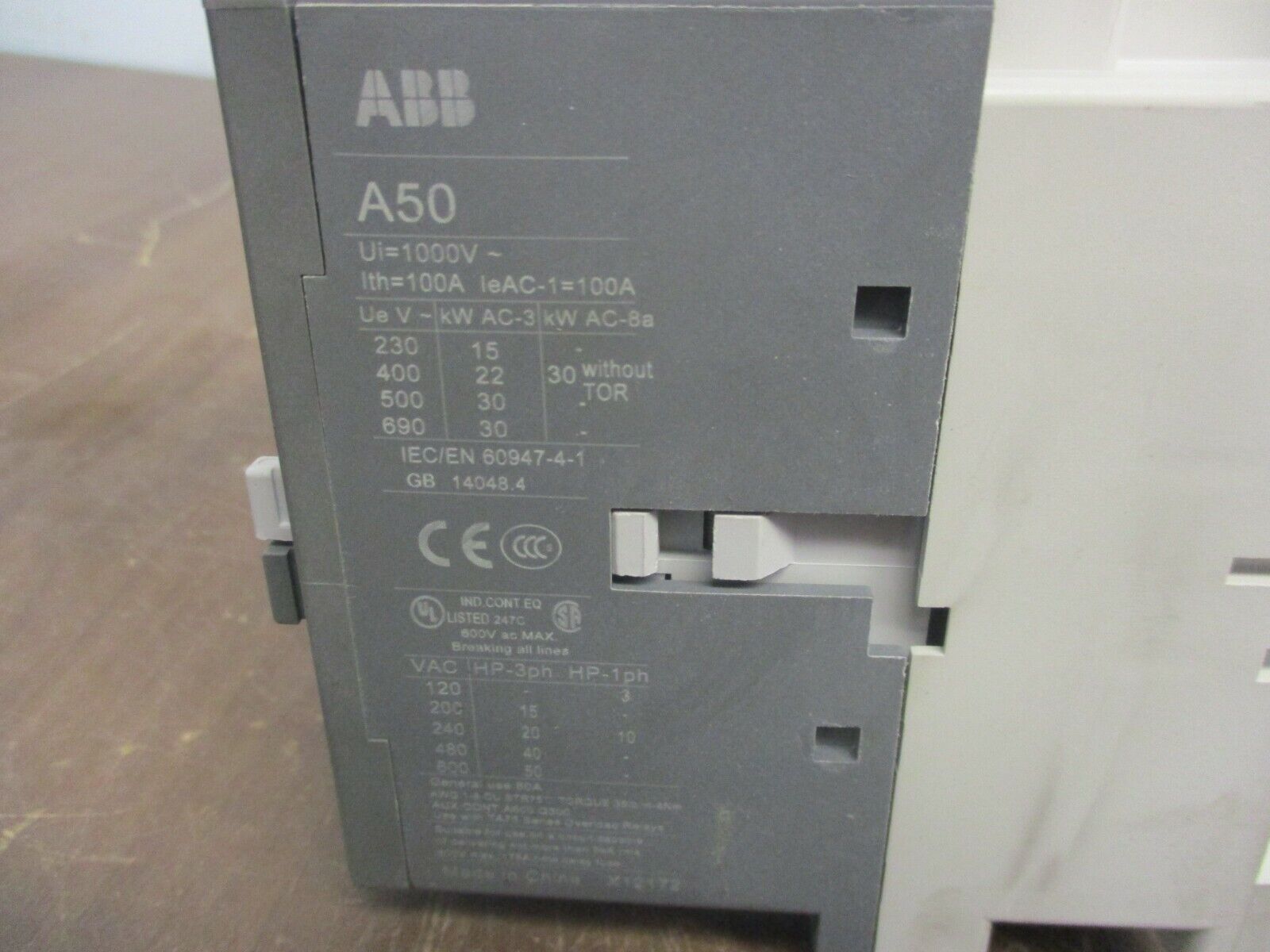 ABB Contactor A50-30 110-120V Coil 80A 600V Used