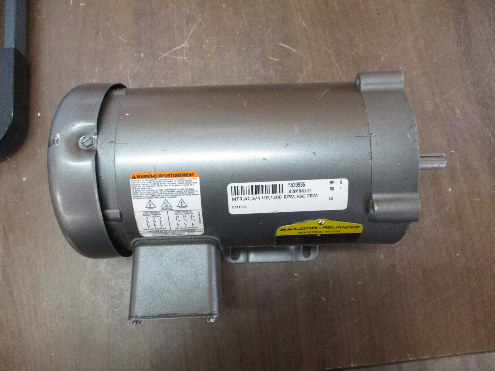 Baldor Motor CM3543 0.75HP 1200RPM 208-230/460V 3.3-3/1.5A 60Hz 3Ph *No Key*