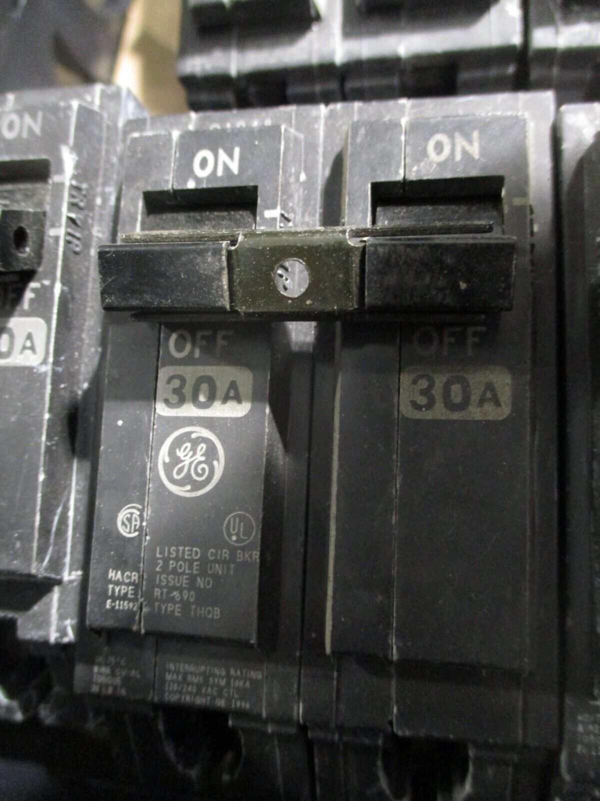 GE Bolt-On Circuit Breaker THQB2130 30A 120/240V 2P *Lot of 2* Used