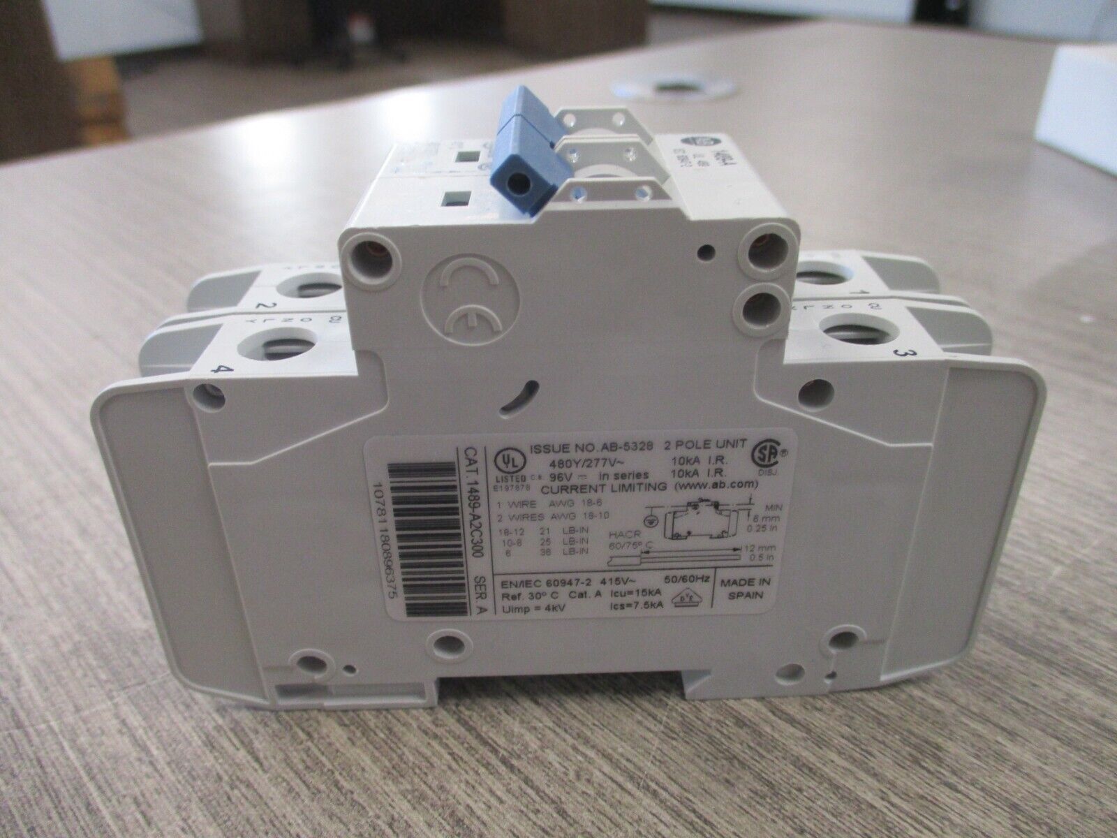 Allen-Bradley Circuit Breaker 1489-A2C300 Ser. A 30A 2P 480y/277V New Surplus