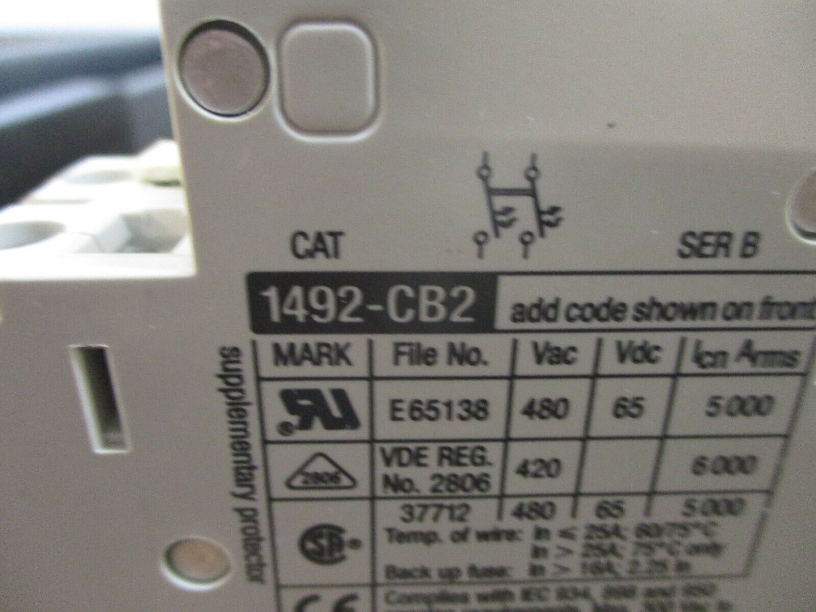 Allen-Bradley Circuit Breaker 1492-CB2 H150 Ser. B 15A 480V 2P Used