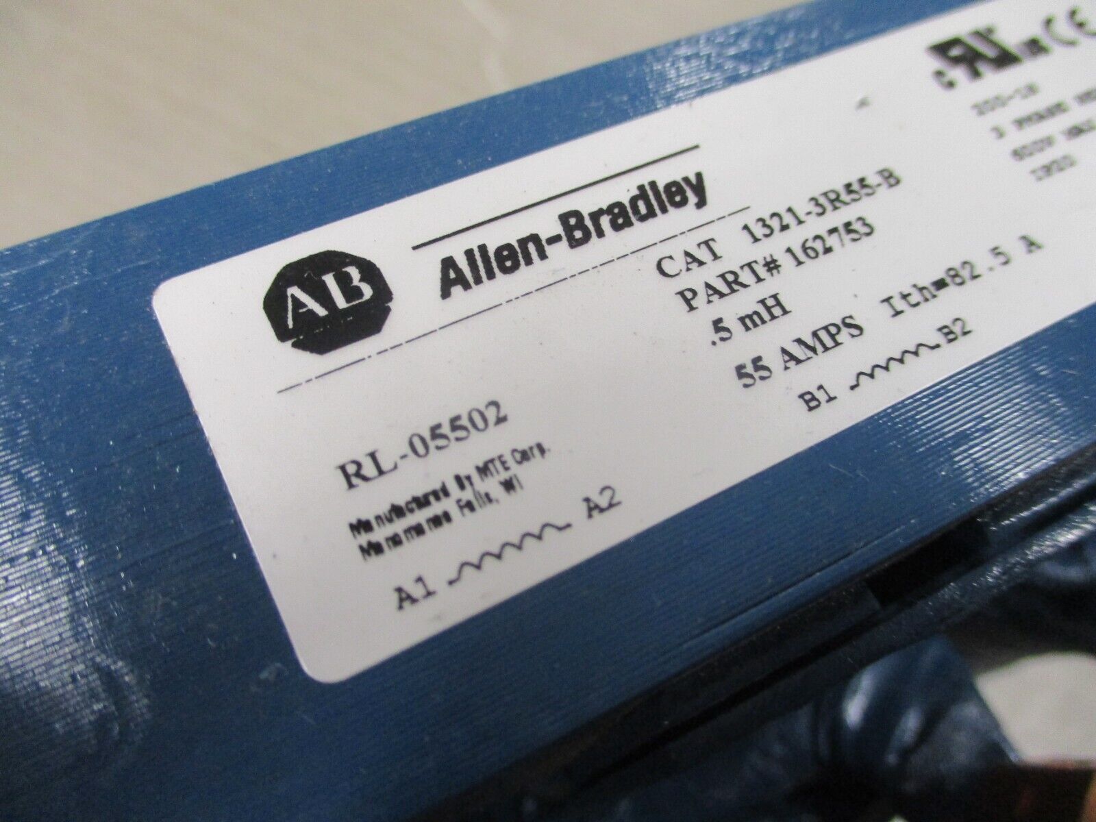 Allen-Bradley 1321-3R55-B Line Reactor 162753 0.5mH 55A 3Ph 600V 50/60Hz Used