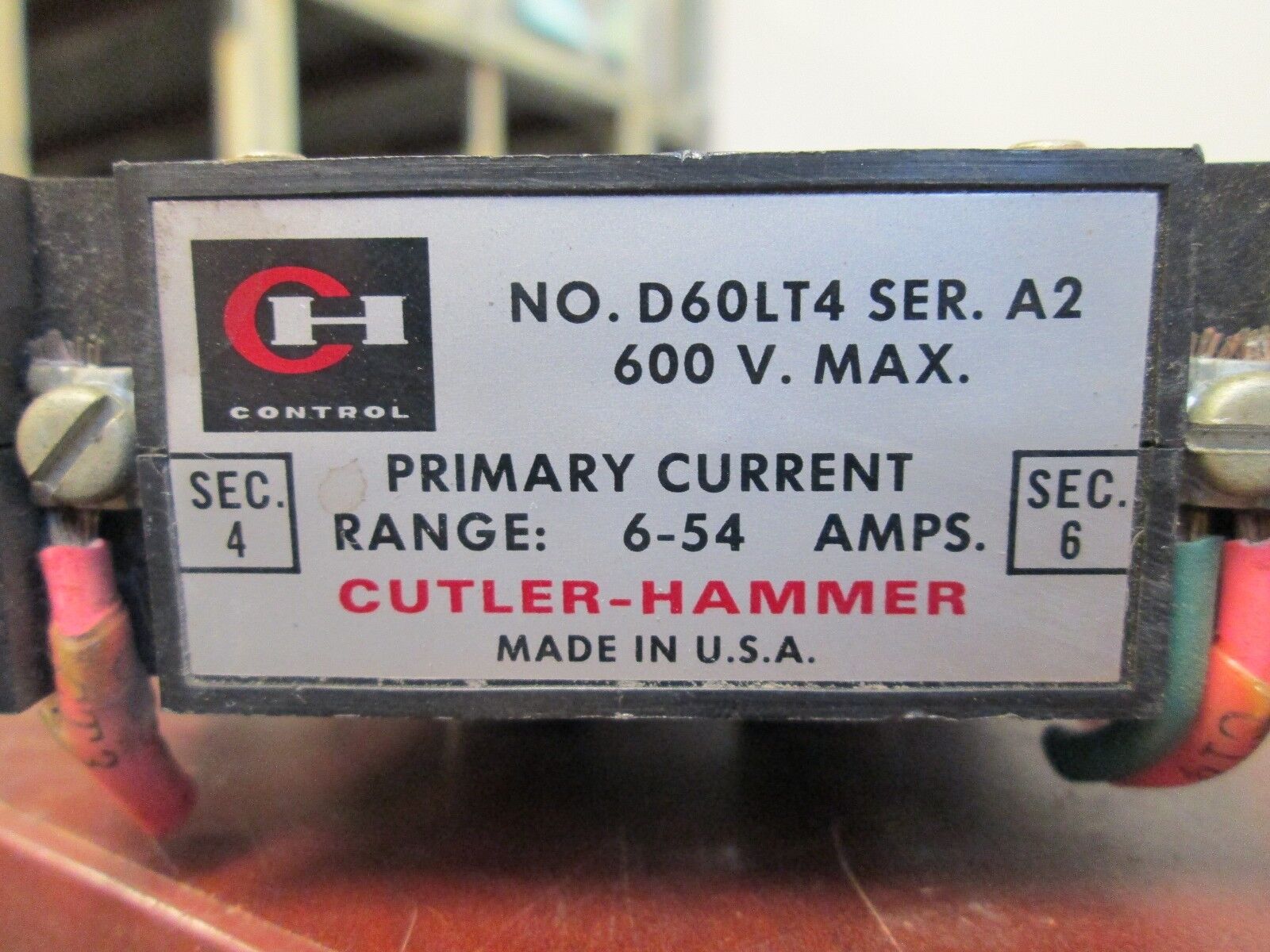 Cutler-Hammer Current Transformer D60LT4 6-54A 600V Used