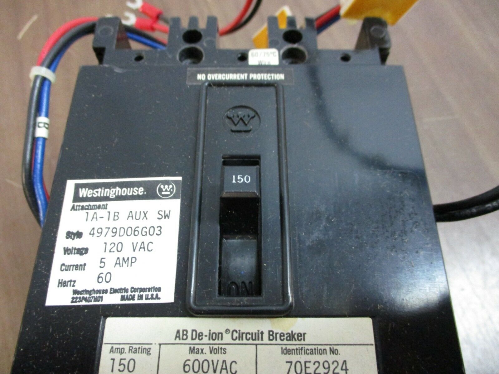 Westinghouse AB De-Ion Circuit Breaker 70E2924 150A 600V 3P Used