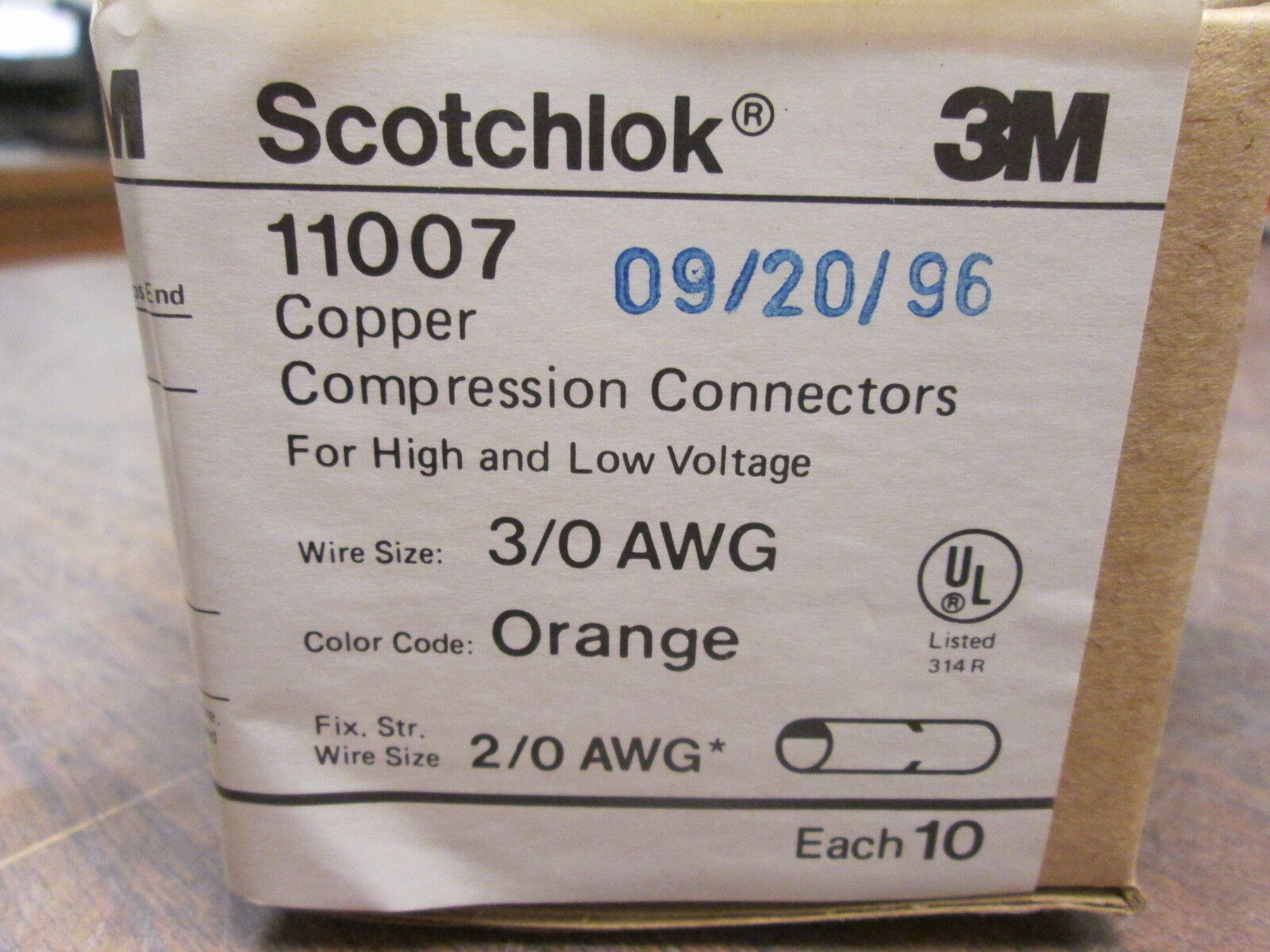 3M Scotchlok Cooper Compression Connectors 11007 3/0 AWG *Box of 10* New Surplus