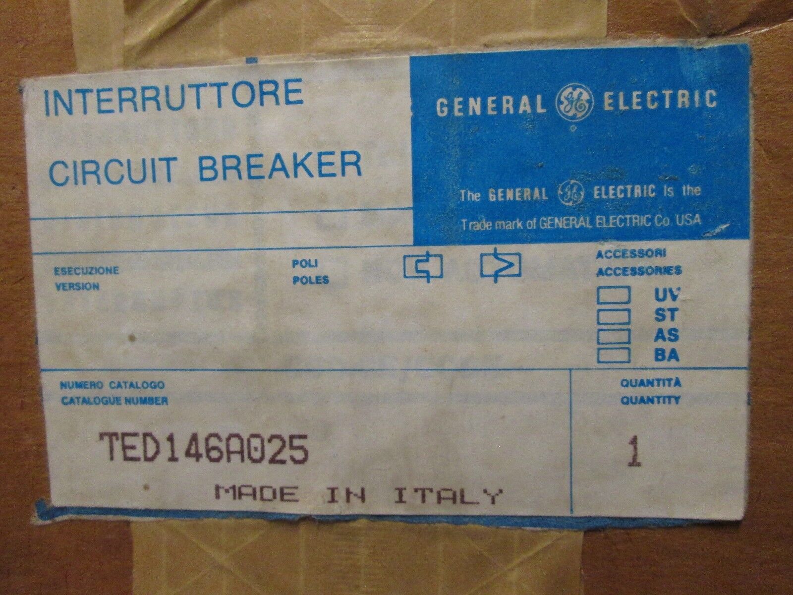 GE Circuit Breaker TED146A025 New Surplus