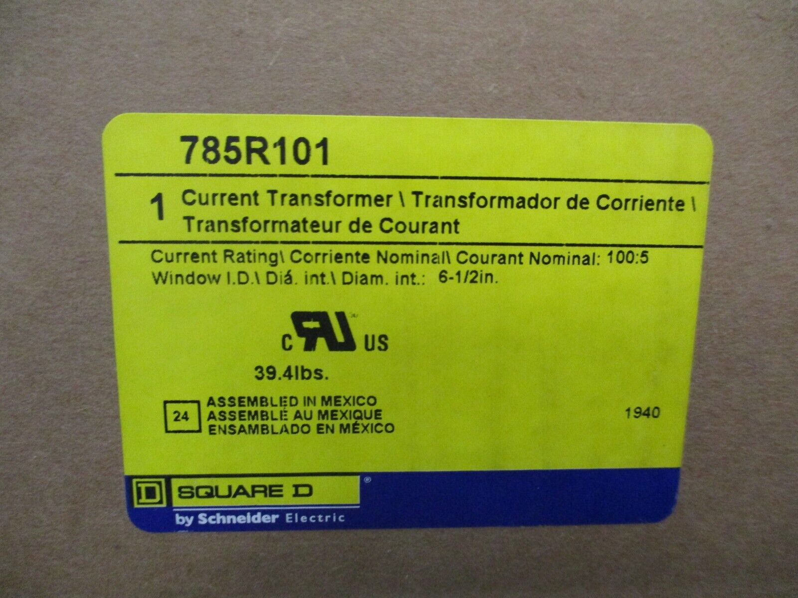 Square D Current Transformer 785R101 Ratio 100:5A New Surplus