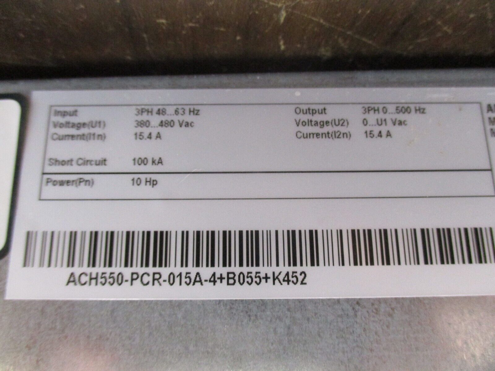 ABB ACH550 AC Drive w/ Disconnect ACH550-PCR-015A-4+B055+K452 10HP 3Ph w/ Keypad