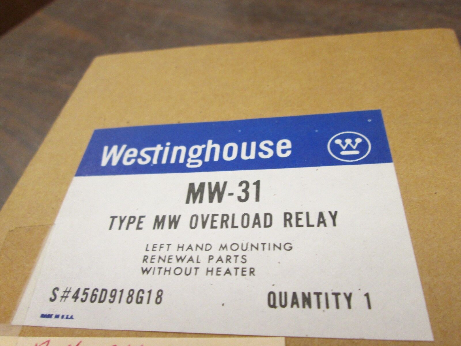 Westinghouse Type MW Overload Relay MW-31 Left Hand Mount New Surplus