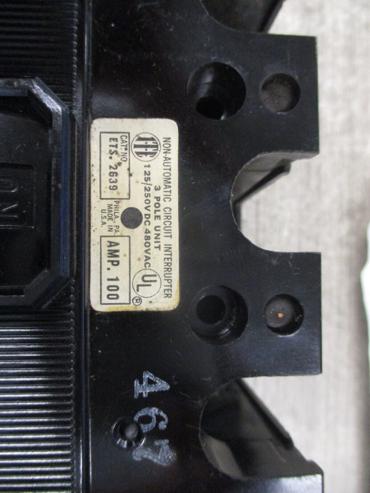 ITE Circuit Breaker ETS-2639 100A 480V 3P Used