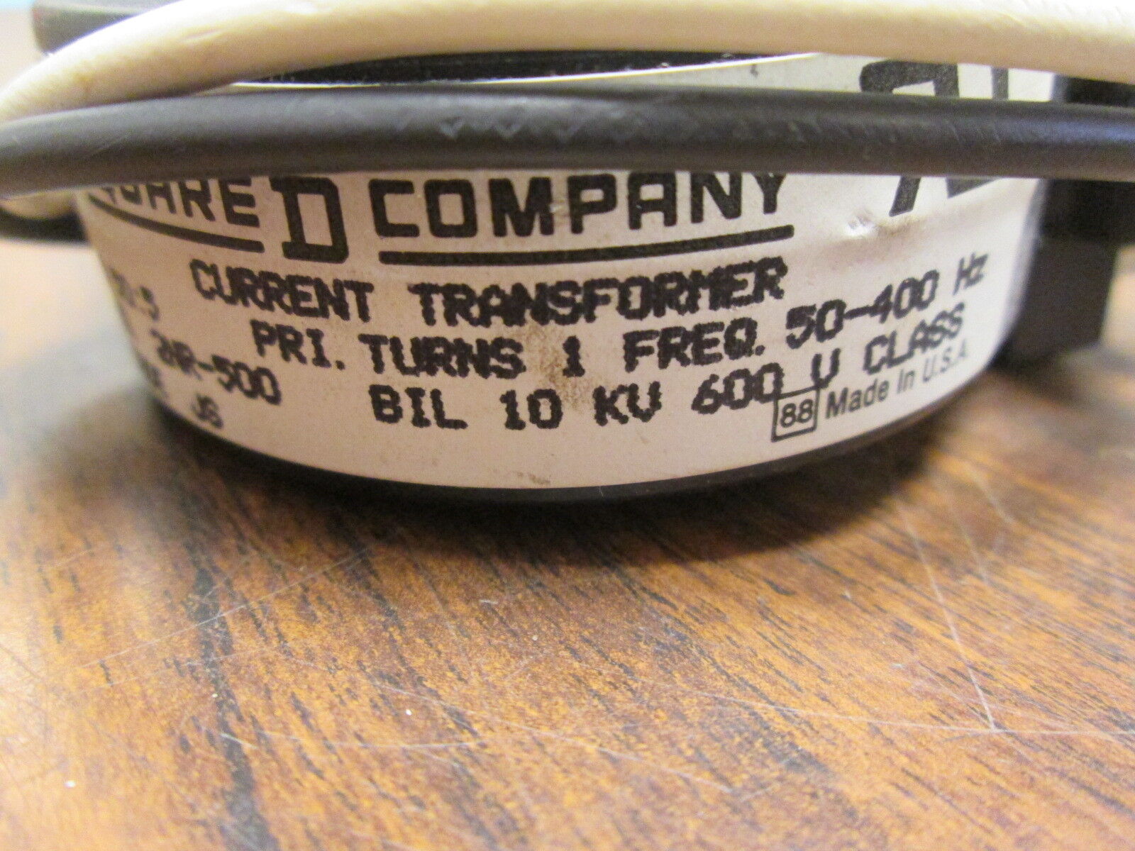 Square D Current Transformer 2NR-500 Ratio 50:5A 600V 50-400Hz 10KV BIL Used