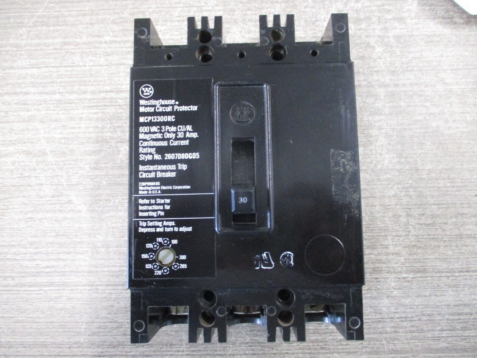 Westinghouse Motor Protector Circuit Breaker MCP13300RC Trip:100-300A 600V 3P