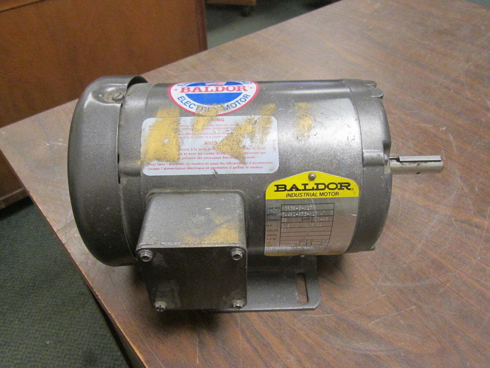 Baldor Industrial AC Motor M3538-5-M17 ½HP 1725RPM FR: 56 550V 0.9A 3Ph Used