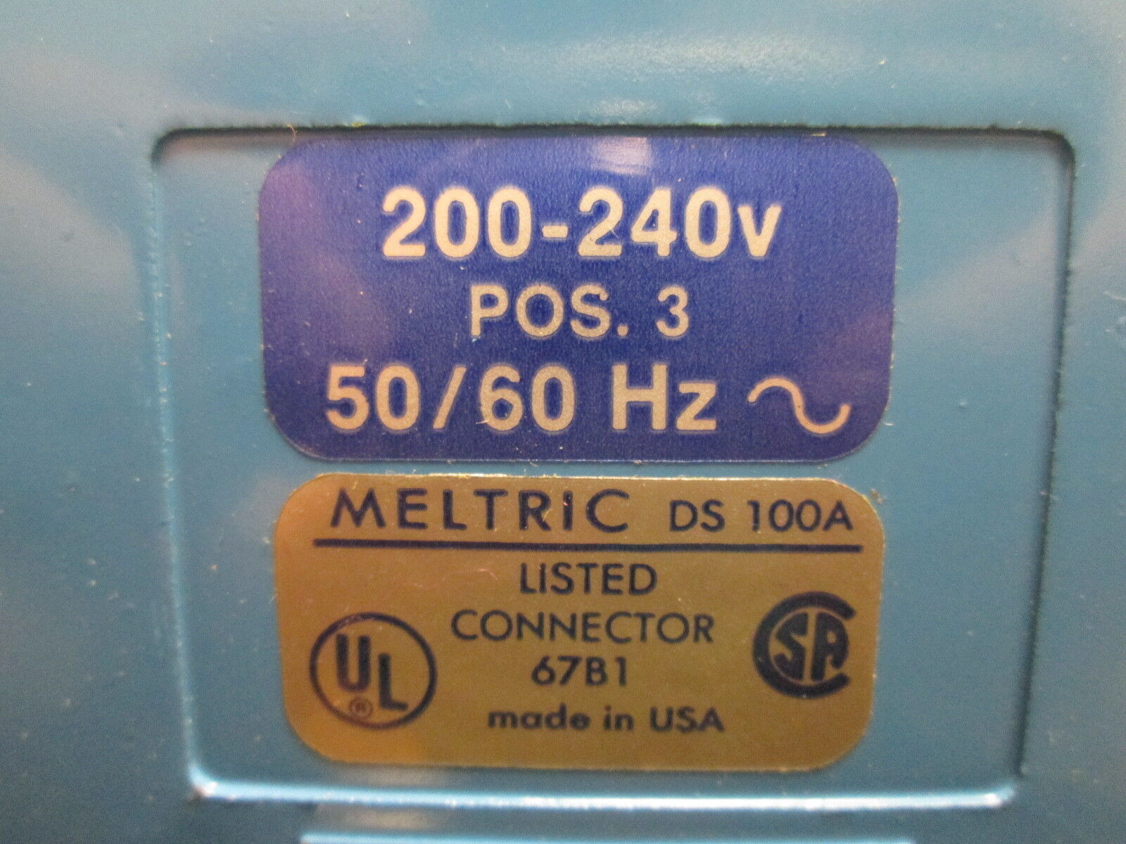 Meltric Type DS 100A Connector 37-93033-D14 100A 200-240V 50/60Hz New Surplus