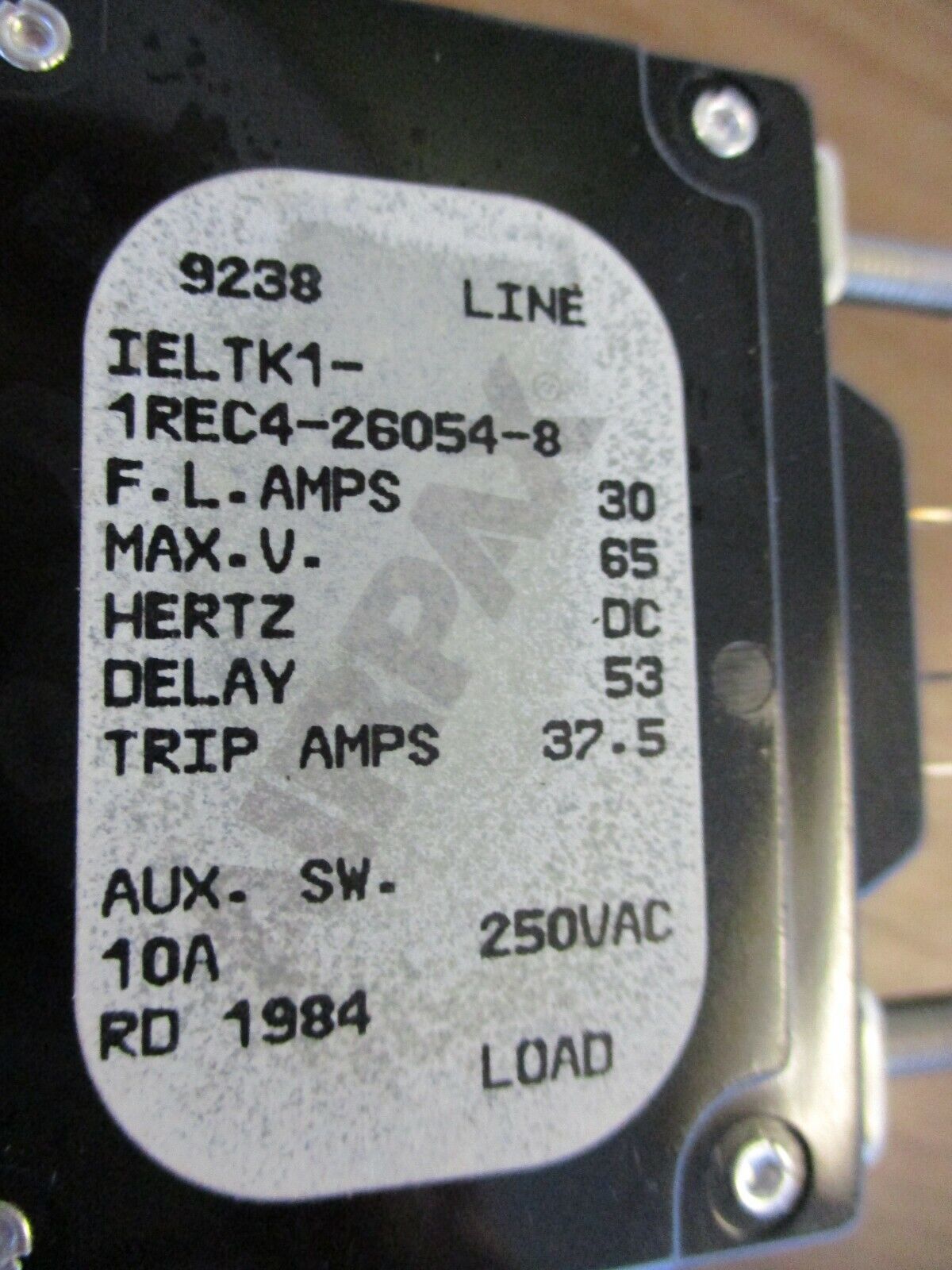 Airpax DC Circuit Breaker IELTK1-1REC4-26054-8 30A 65V 1P *Lot of 2* Used