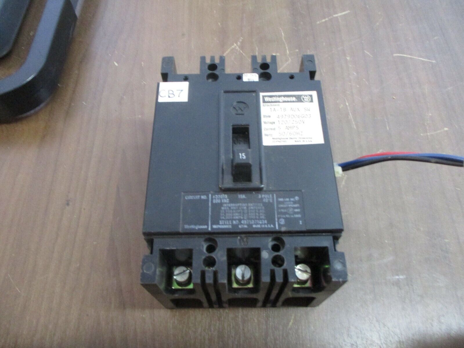 Westinghouse Circuit Breaker w/ Aux FB3015 15A 600V 3P Used