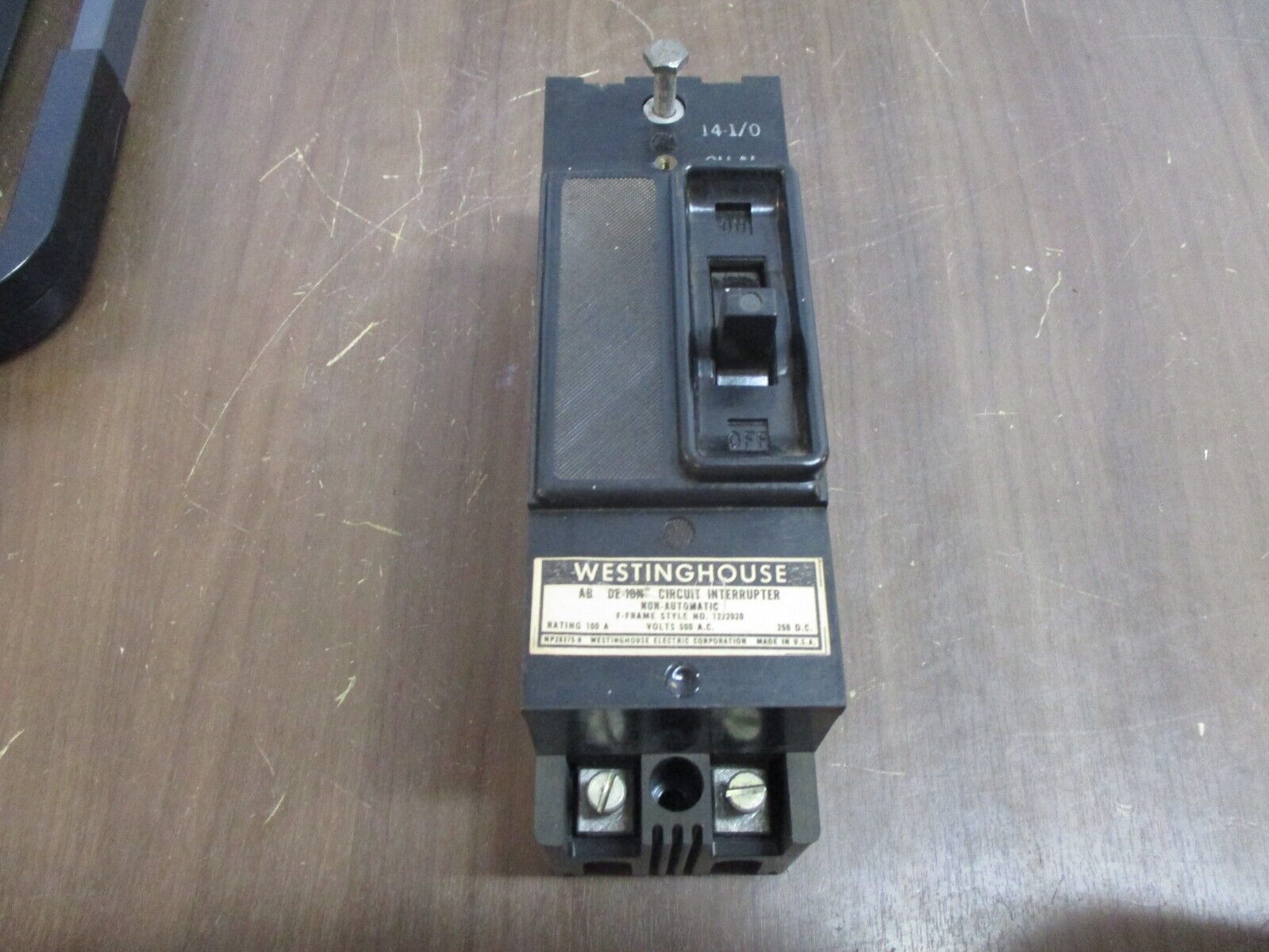 Westinghouse AB De-Ion Circuit Breaker 1222020 100A 600V 2P F-Frame Used