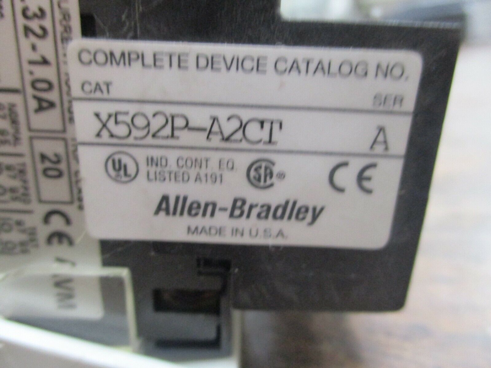 Allen-Bradley Solid State Overload 592-A2CT Trip: 0.32-1.0A w/ DIN Rail Adapter