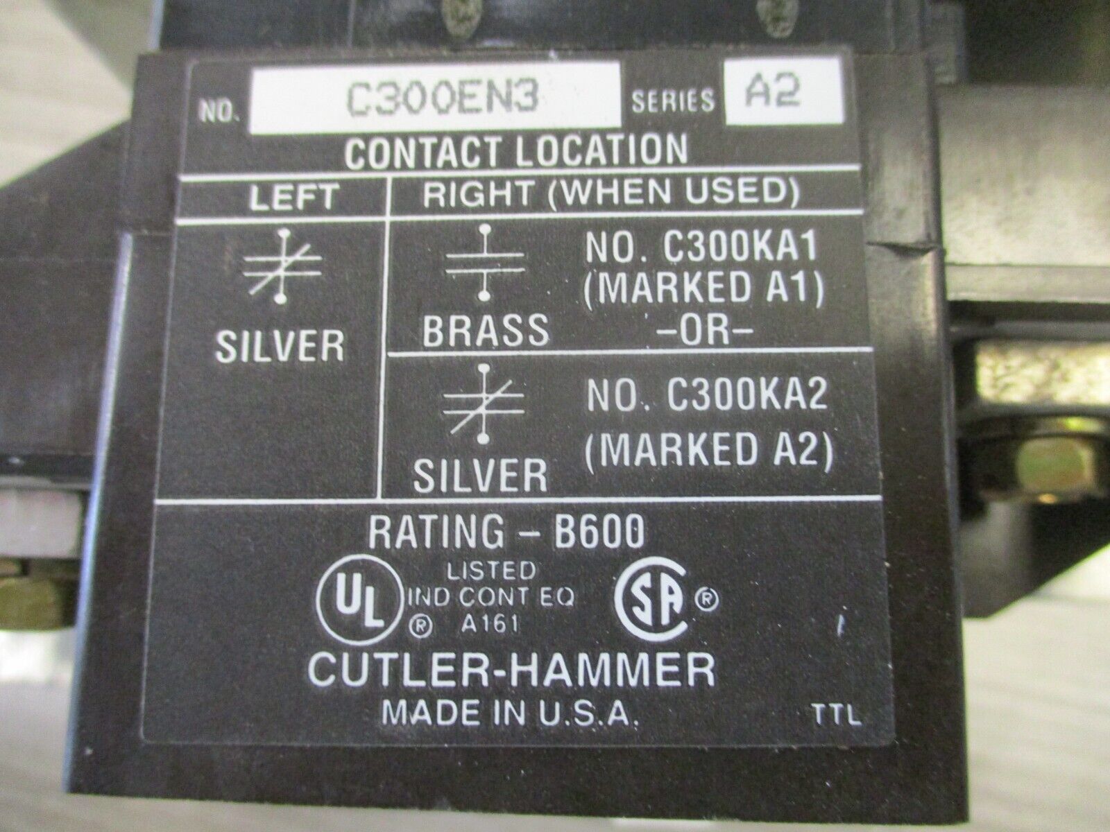 Cutler-Hammer Overlaod Relay C300EN3 Ser. A2 3P 600 V Used.