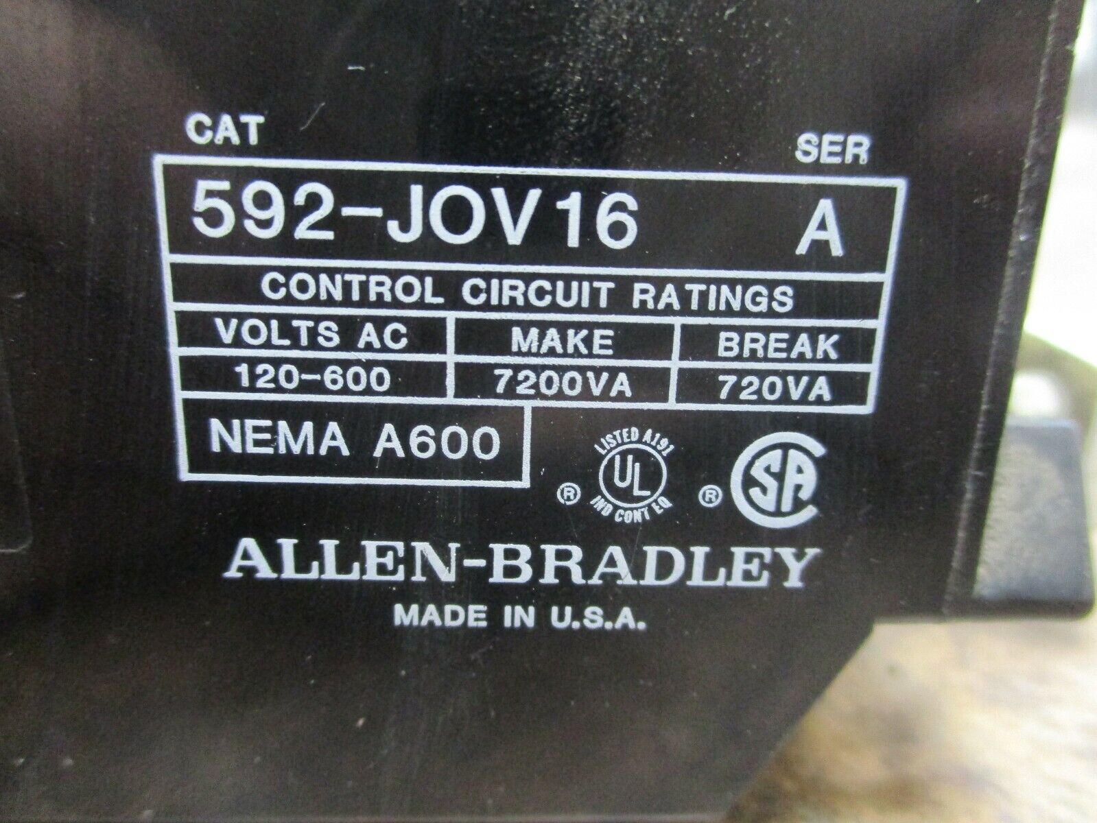 Allen-Bradley Overload Relay 592-JOV16 120-600V *Missing Terminal Screws* Used