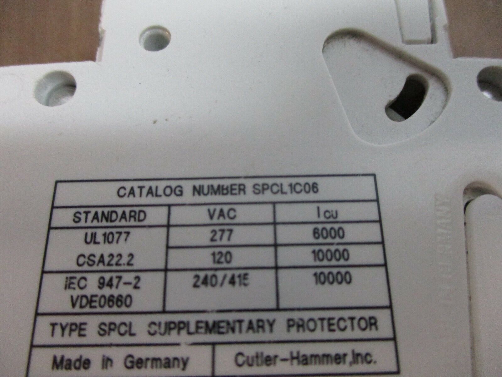 Cutler-Hammer Circuit Breaker SPCL1C06 6A 277V 1P Used