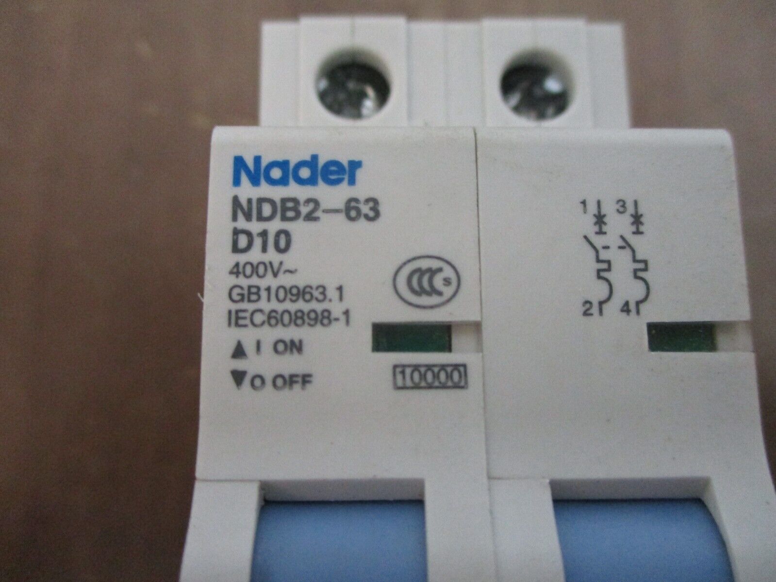 Nader Circuit Breaker NDB2-63D10 10A 400V 2P Used